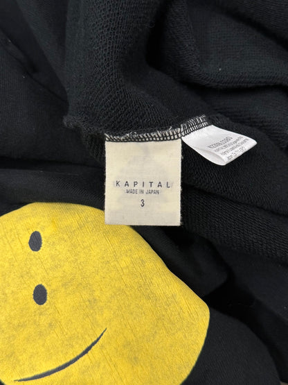 Kapital Quarter Zip ‘Smiley’ Elbow Patch Sweatshirt