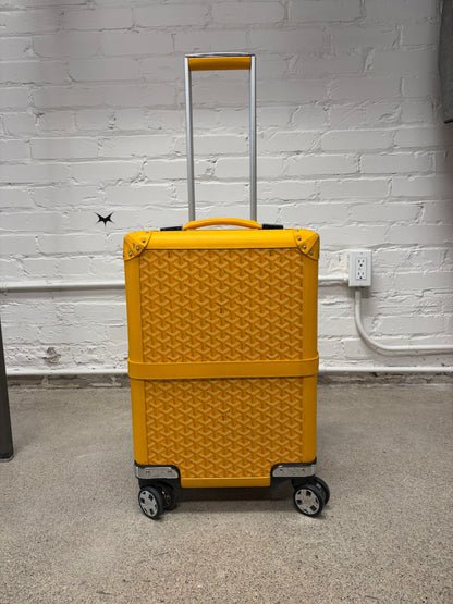 Goyard ‘Bourget PM’ Yellow Monogram Leather Trolley Rolling Carry-On Suitcase