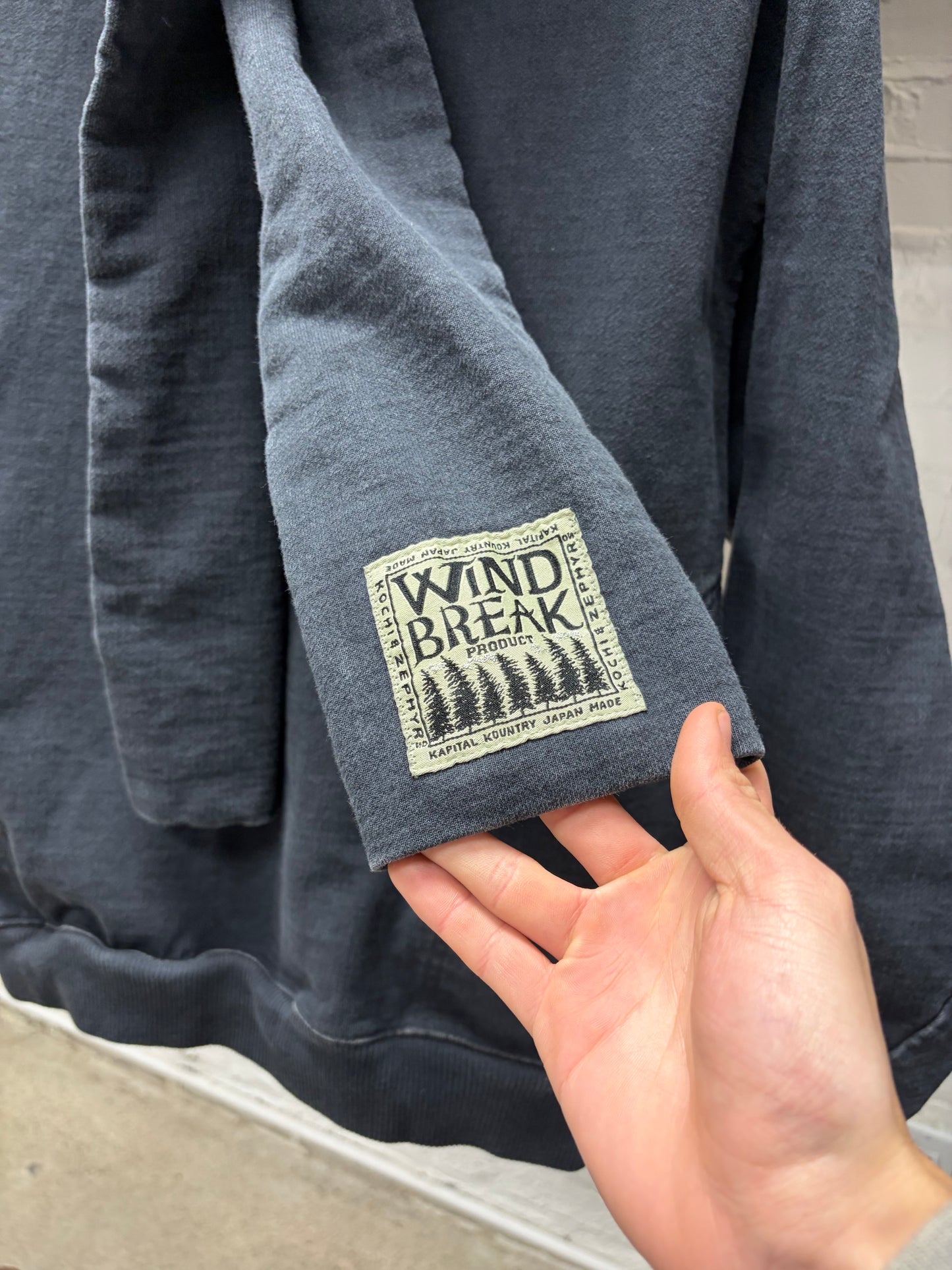 Kapital Washed Black Inlay Jersey ‘Kesa’ Scarf Wrap Hoodie