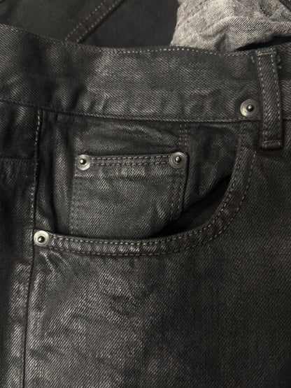 2000s Rick Owens ‘Berlin Cut’ Waxed Black Denim