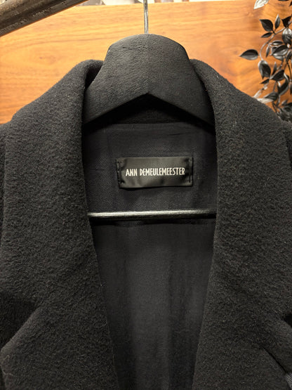 2024 Ann Demeulemeester Full Length Black Cashmere/Wool Single Breasted Coat