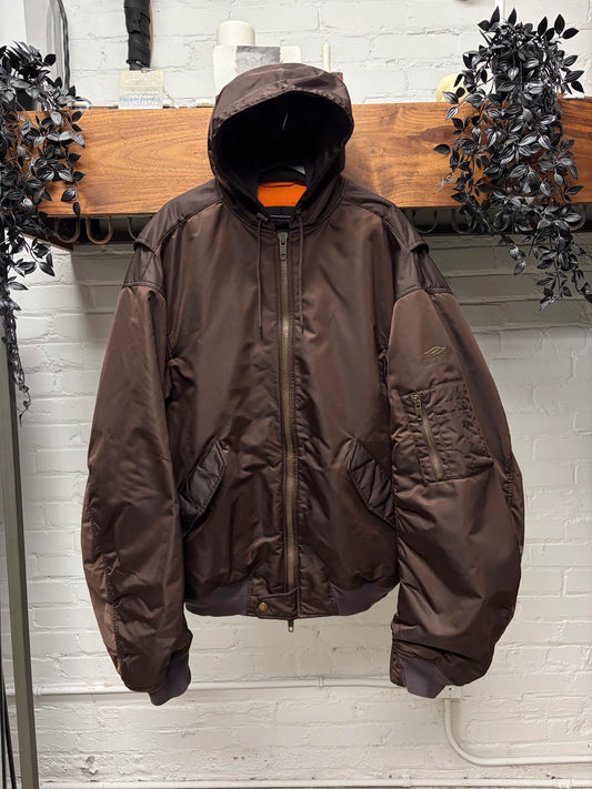 SS2022 Balenciaga ‘3B Sport Icon’ Brown Hooded Bomber Jacket