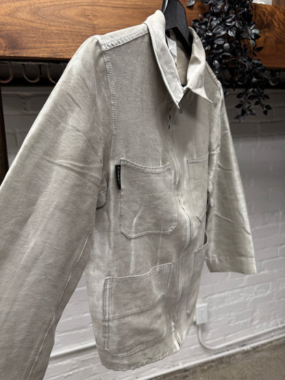Vintage Chanel Metallic Silver Zip-Up Collared Jacket