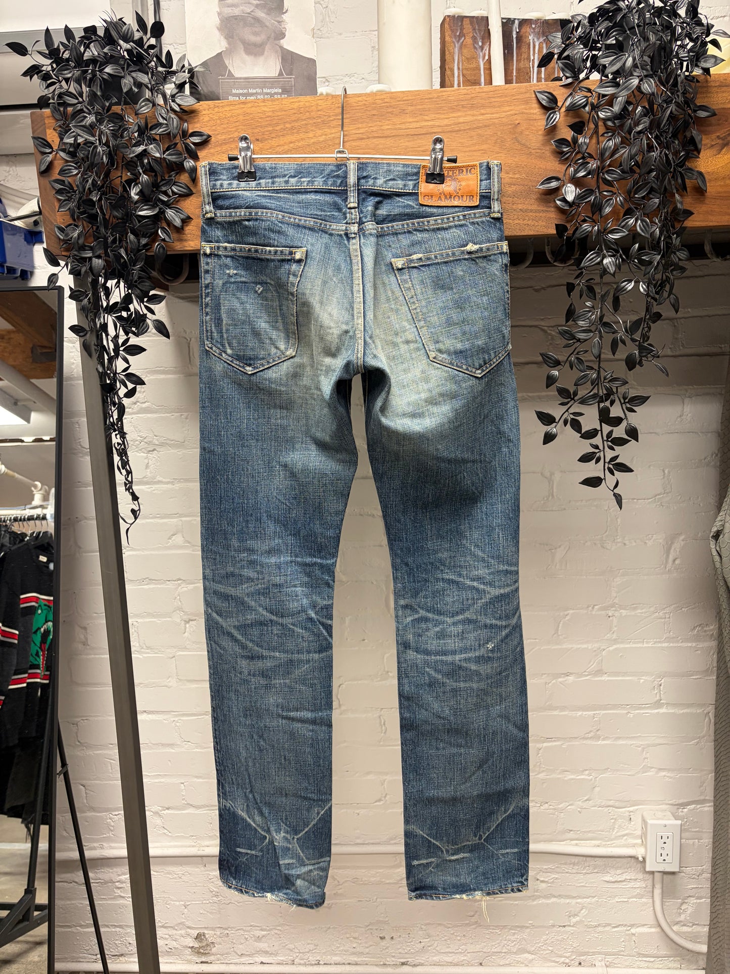 Hysteric Glamour Studded Raw Washed Blue Skinny Jeans