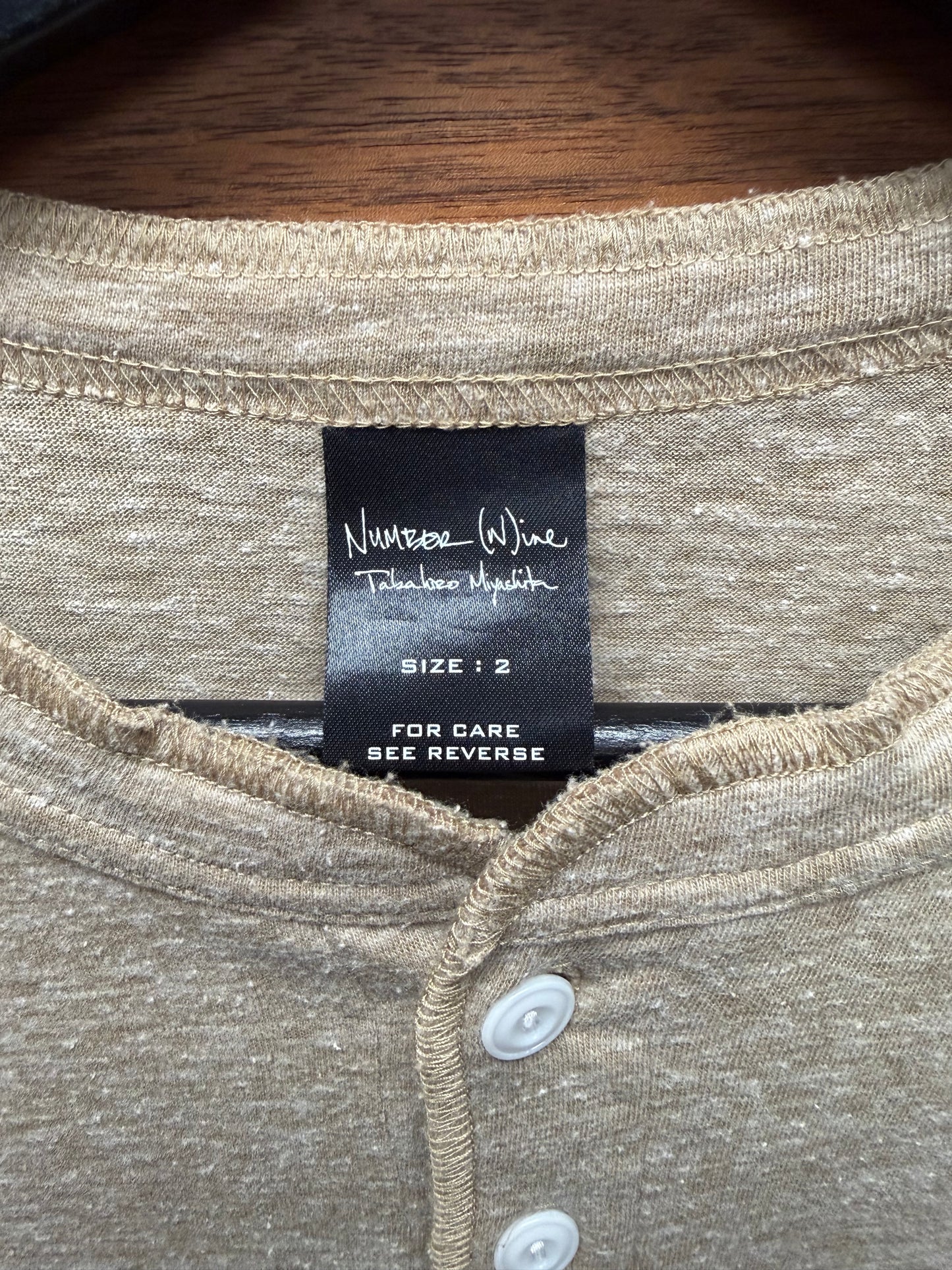 OG Number (N)ine ‘Oatmeal’ Henley Thermal Long Sleeve Shirt