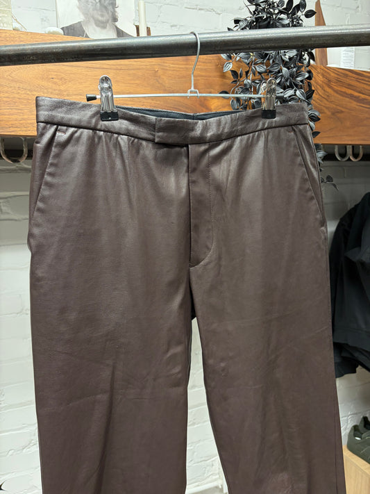 AW2001 Raf Simons ‘Riot Riot Riot’ Brown Lambskin Leather Pants