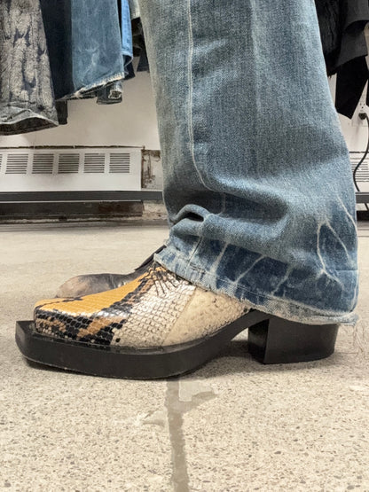 Alyx Studios ‘Leone’ Leather Snake Print Cuban Heel Boots