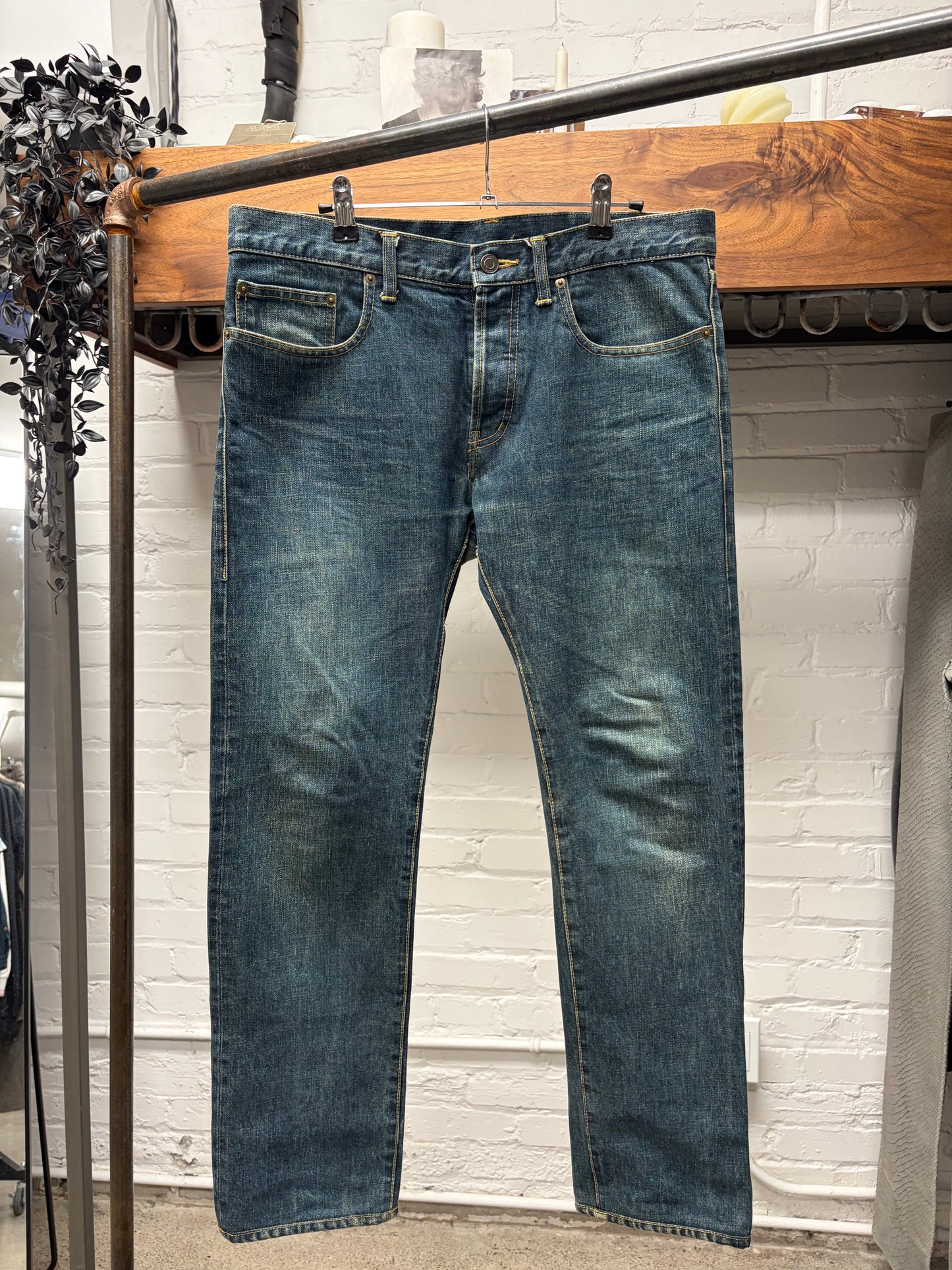 2012 Saint Laurent by Hedi Slimane Dirty Washed Blue ‘D02’ Skinny Jeans