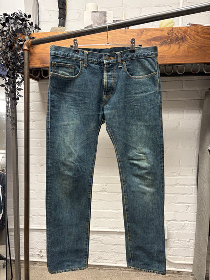 2012 Saint Laurent by Hedi Slimane Dirty Washed Blue ‘D02’ Skinny Jeans