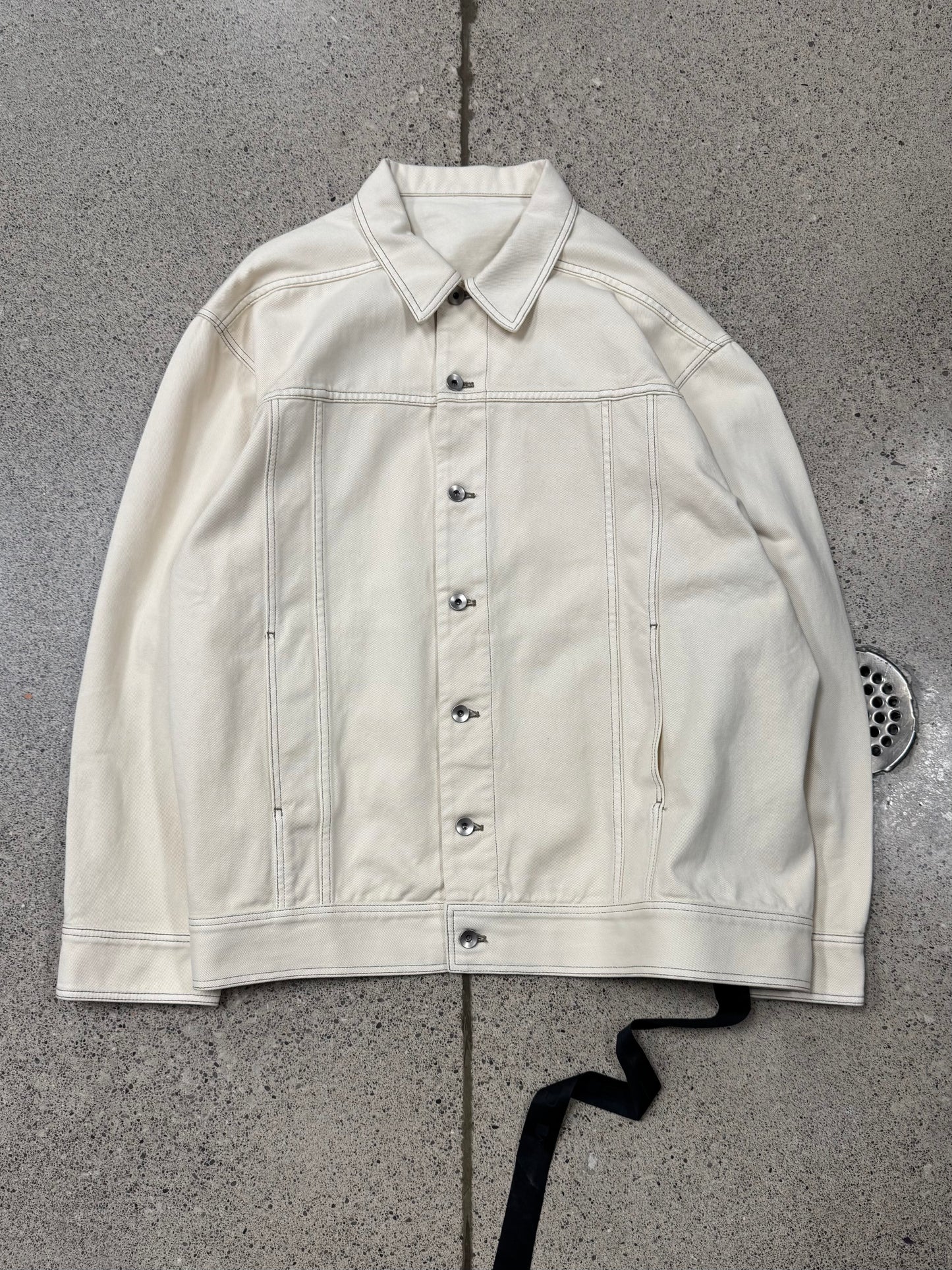 Rick Owens DRKSHDW ‘Natural’ White Denim ‘Jumbo Worker Jacket’