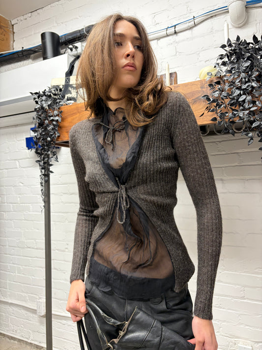 Vintage Jean Paul Gaultier ‘Maille’ Sheer/Ribbed Wool Knit Sweater