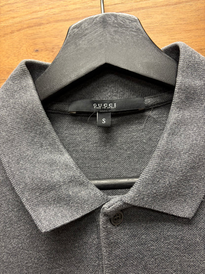 Gucci ‘Polo Horse’ Embroidered Logo Grey Cotton Polo