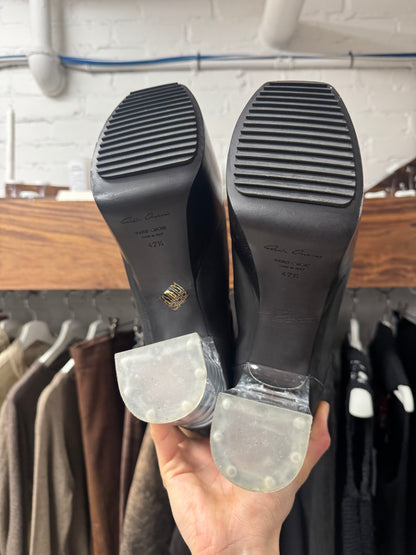 Rick Owens Black Leather/Clear Heel Kiss Boots