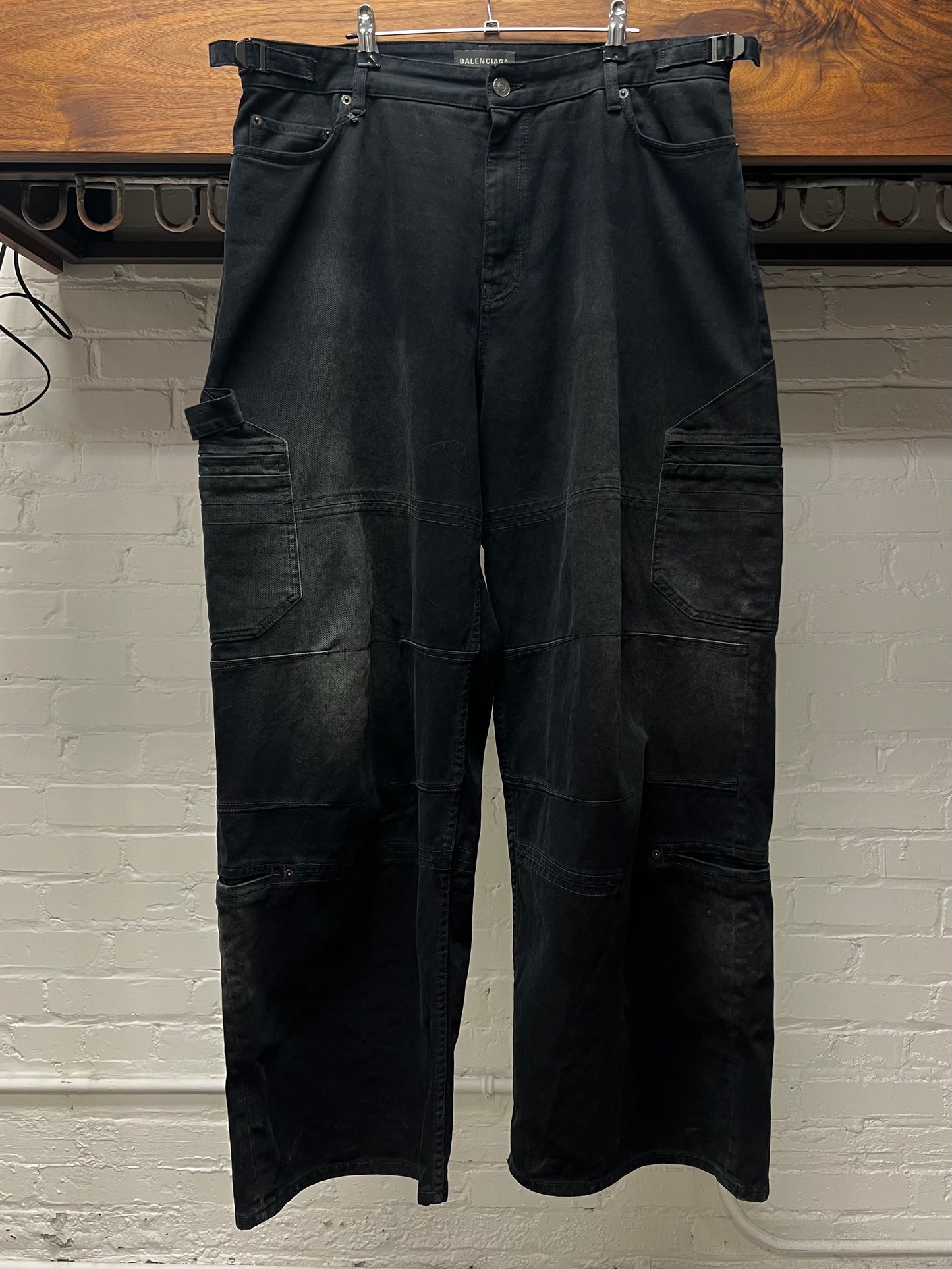 Balenciaga Faded Blue Wide Leg Carpenter Denim