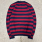 AW2015 Saint Laurent by Hedi Slimane Red/Navy Striped Knit Sweater
