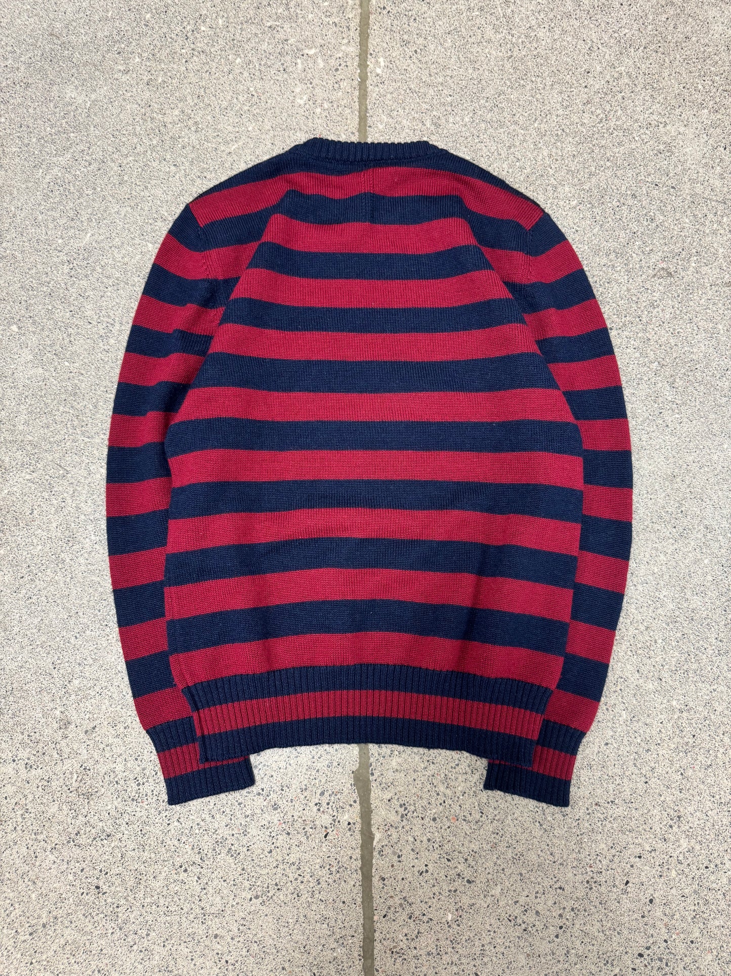 AW2015 Saint Laurent by Hedi Slimane Red/Navy Striped Knit Sweater
