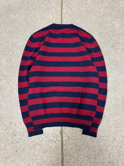 AW2015 Saint Laurent by Hedi Slimane Red/Navy Striped Knit Sweater