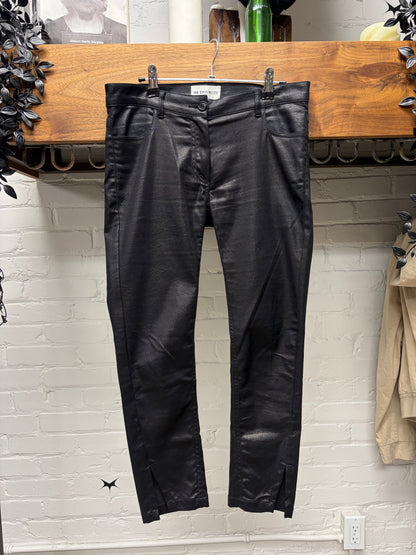 Ann Demeulemeester Waxed Black Low Rise Pants