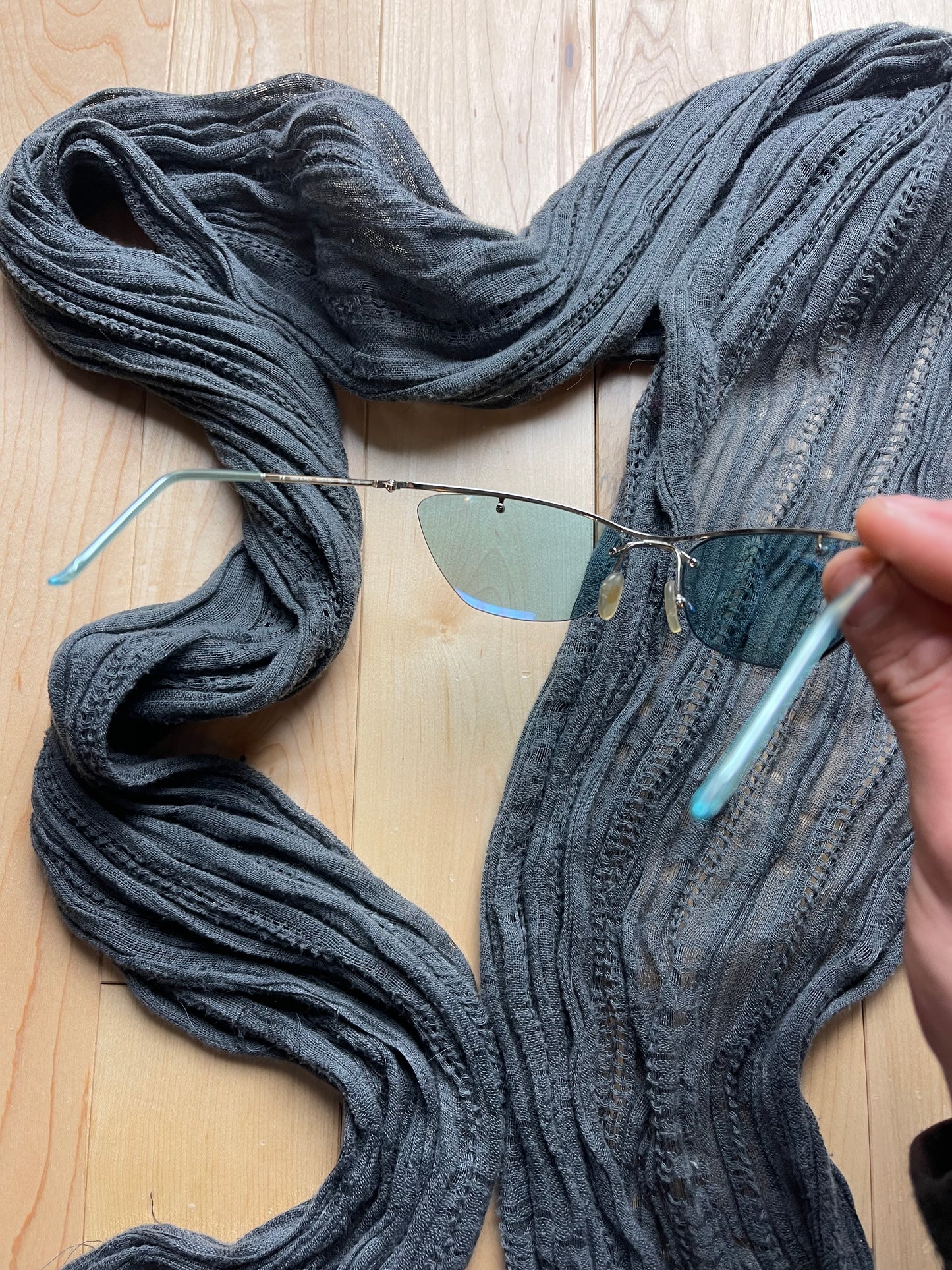 2000s Dior ‘Flash’ Half Rim Blue Tint Sunglasses