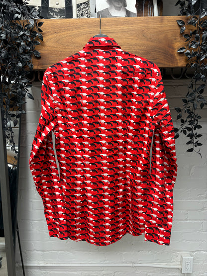 AW2012 Prada ‘Gun Print’ Red Pistol Monogram Button Up Shirt