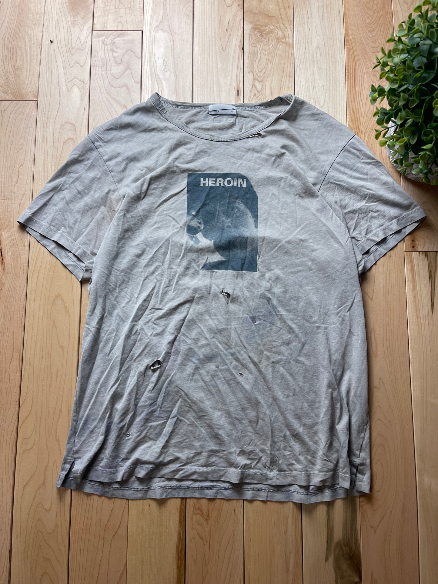 Lad Musician ‘Heroin’ Faded Grey Graphic T-Shirt