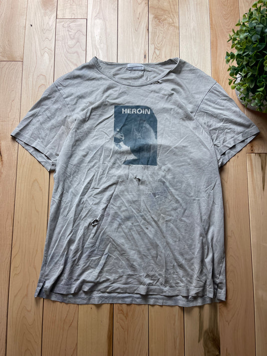 Lad Musician ‘Heroin’ Faded Grey Graphic T-Shirt