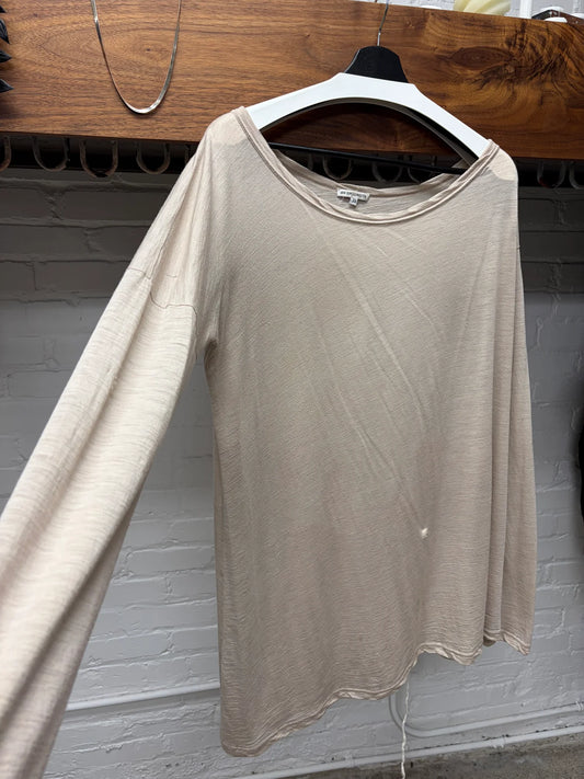 Ann Demeulemeester Sheer Scoop Neck Tan Brown Layering Shirt