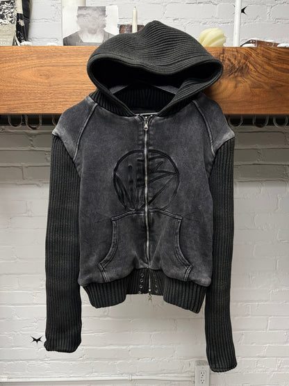 No Faith Studios Layered Ribbed Cotton ‘NFS’ Logo Hoodie