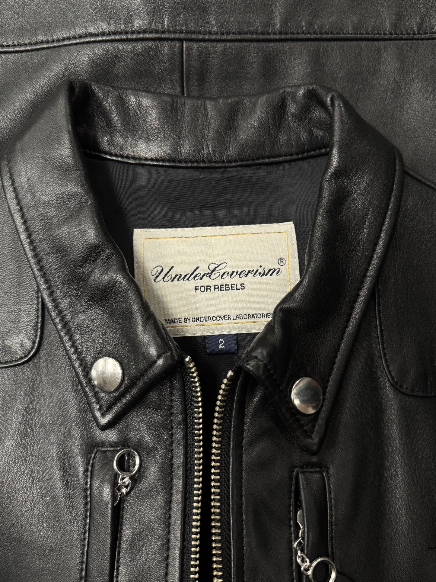 AW2007 Undercover Black Lambskin Leather Worker’s Jacket