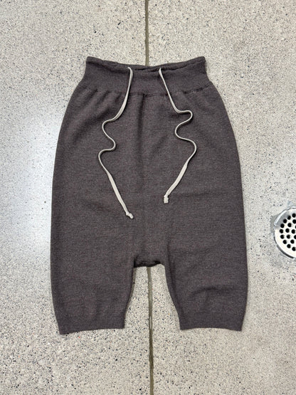 AW2016 Rick Owens ‘Mastadon’ Dust Brown Wool Knit Pod Shorts