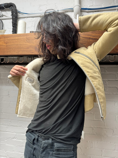 Maison Martin Margiela Goat Fur Lined ‘5-Zip’ Suede Jacket
