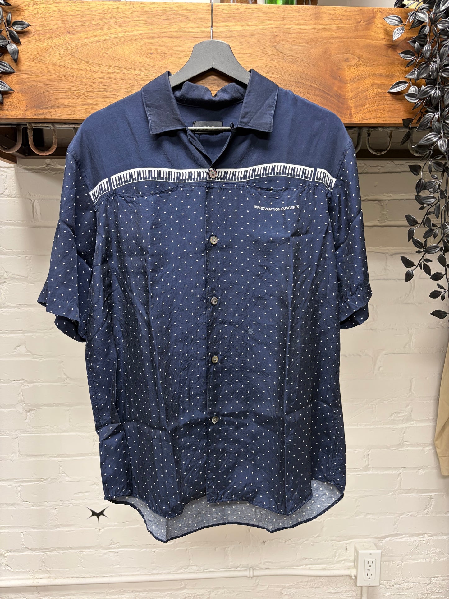 SS2017 Undercover ‘Piano’ Rayon Short Sleeve Camp Collar Shirt