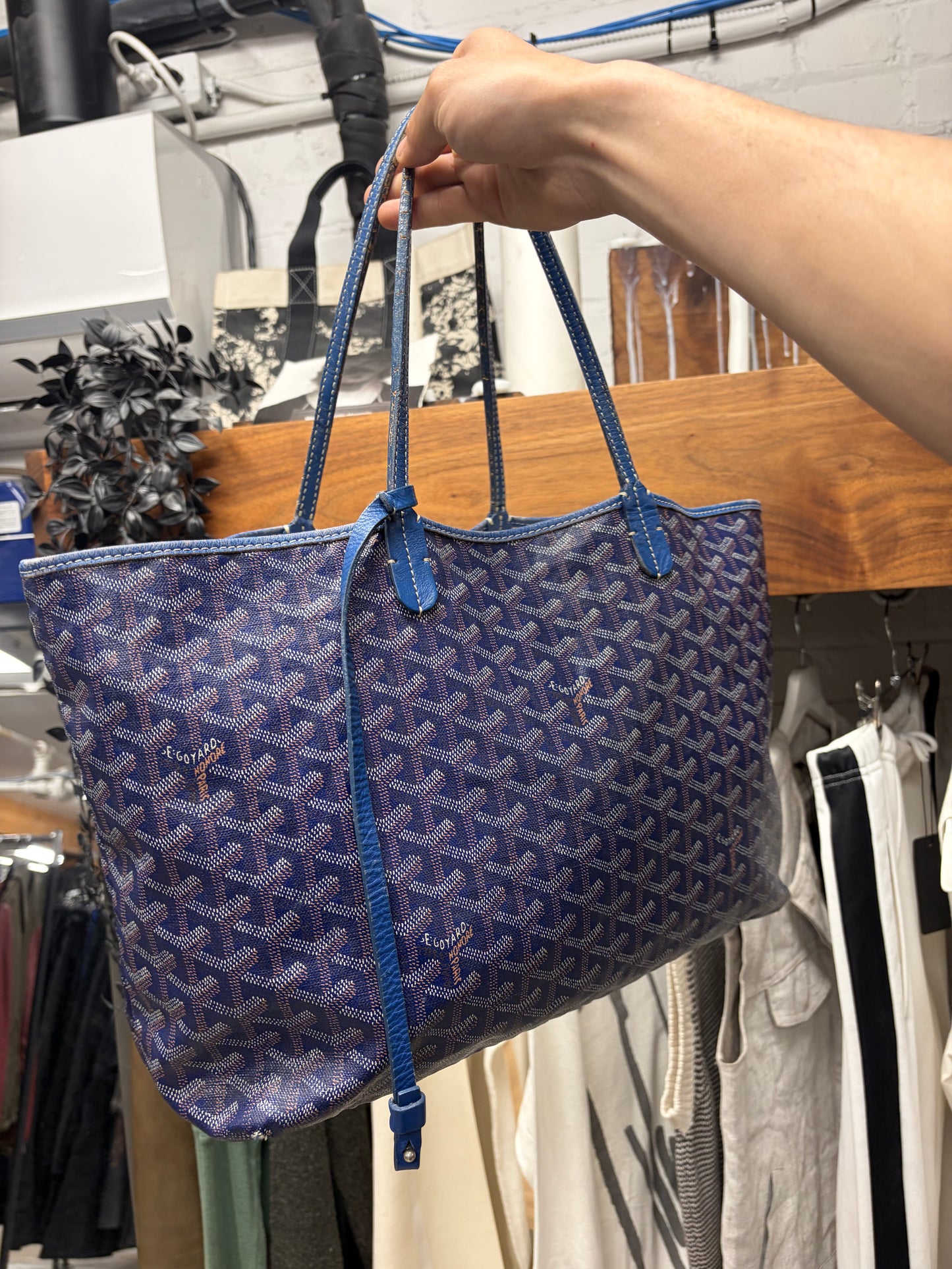 Goyard ‘ST Louis PM’ Blue Monogram Tote Bag