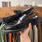 Dior ‘Evidence’ Roller Buckle Black Patent Leather Loafers