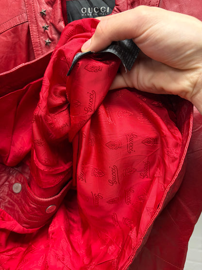 Gucci by Frida Giannini Leather Shirt with Star Studded Collar