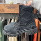 Balenciaga Black Distressed Canvas ‘Strike’ Combat Boots
