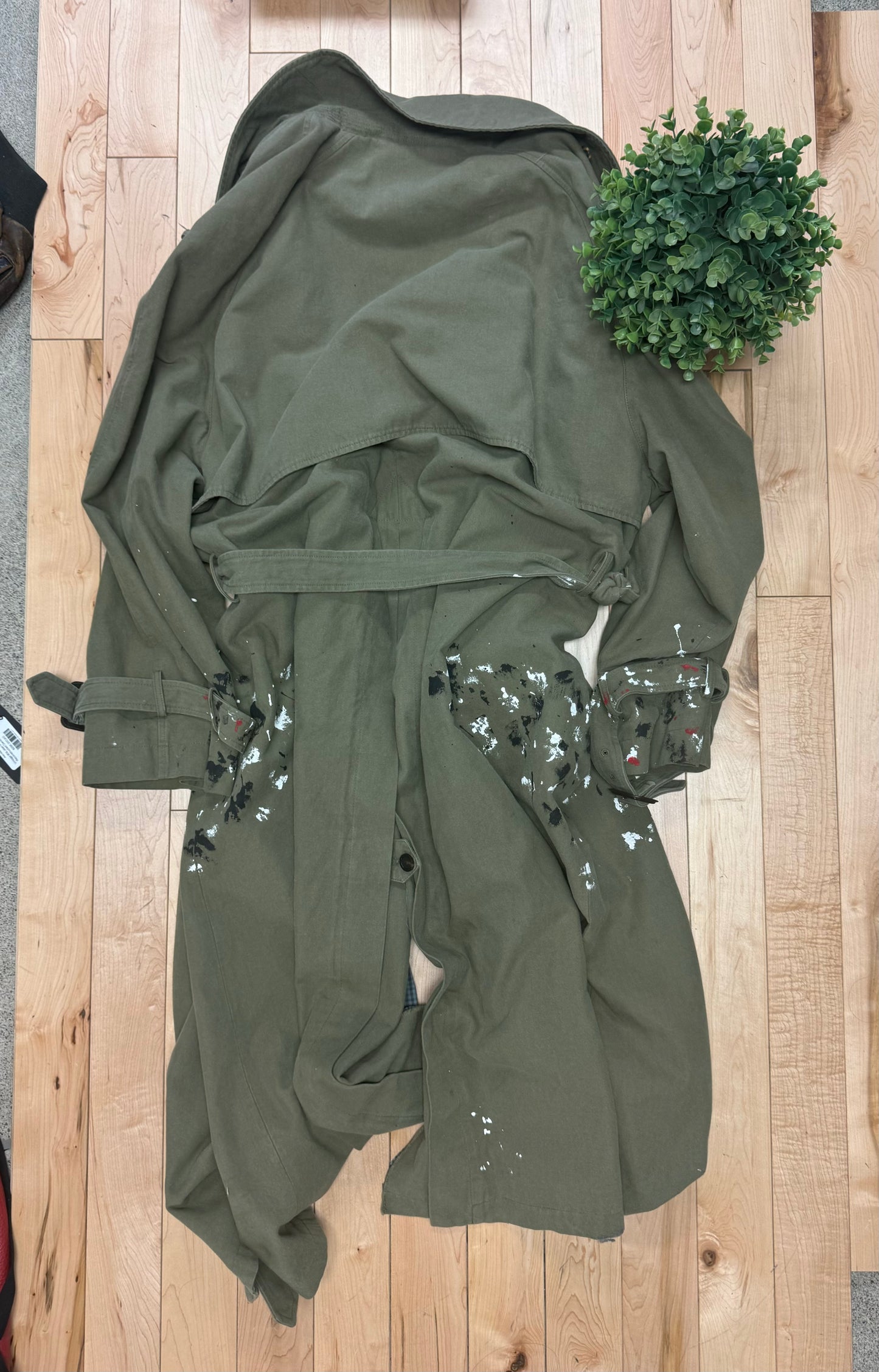 SS2022 Balenciaga ‘Artist’ Painted Military Canvas Trench Coat