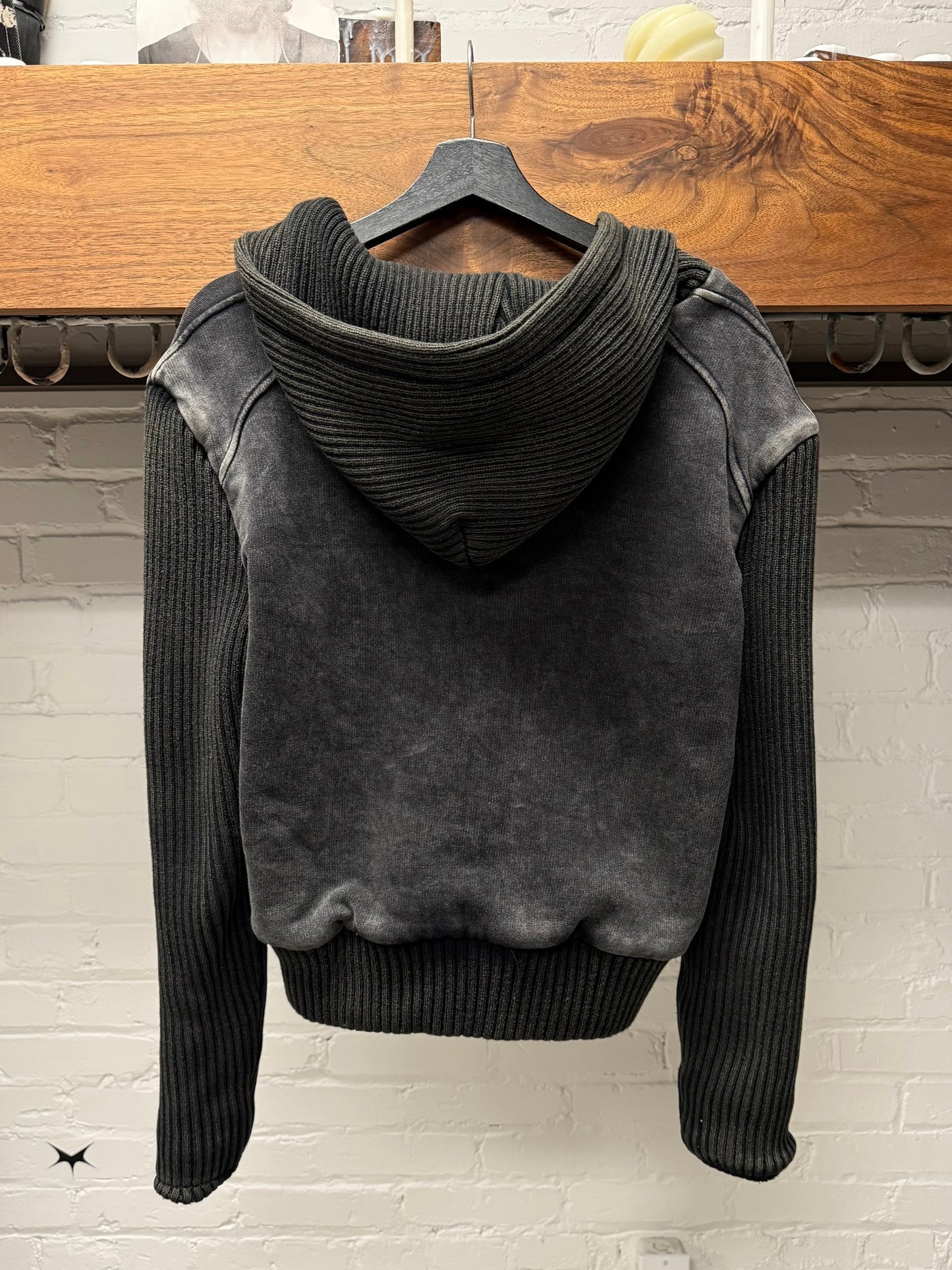 No Faith Studios Layered Ribbed Cotton ‘NFS’ Logo Hoodie