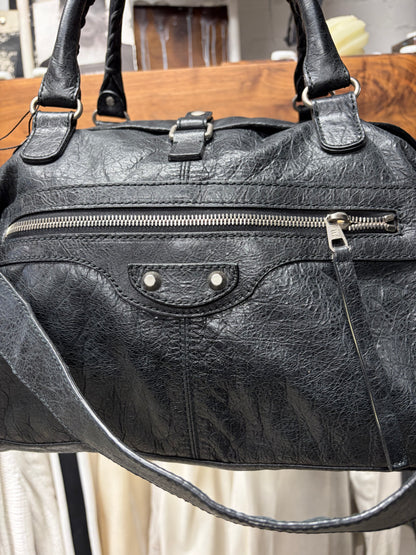 2000s Balenciaga ‘Squash’ Black Leather Boston Shoulder Bag