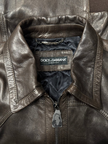 Dolce & Gabbana ‘Western’ Brown Calfskin Leather Jacket