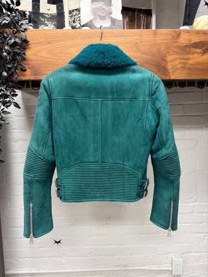 AW2014 Gucci by Frida Giannini Suede Biker Jacket with Shearing Interior