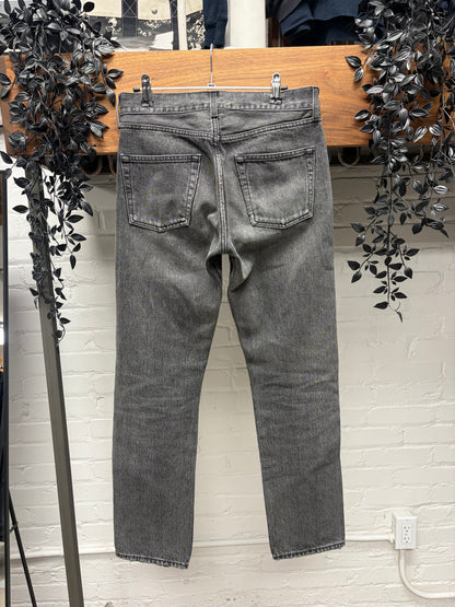 2017 Balenciaga Button Fly Straight Cut Washed Black Denim
