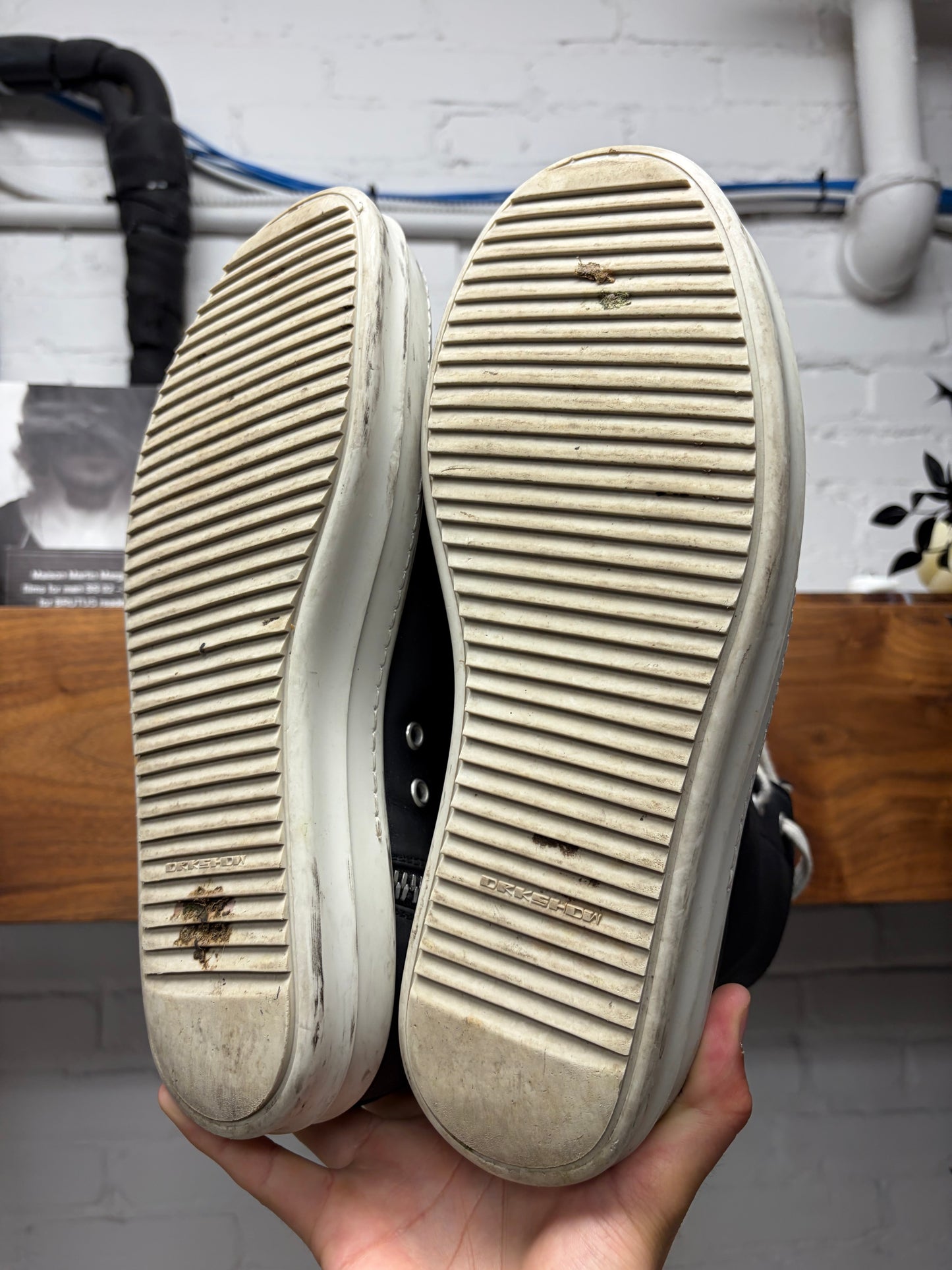 Rick Owens Dark Grey/Milk ‘Ramones’ High Top Sneakers