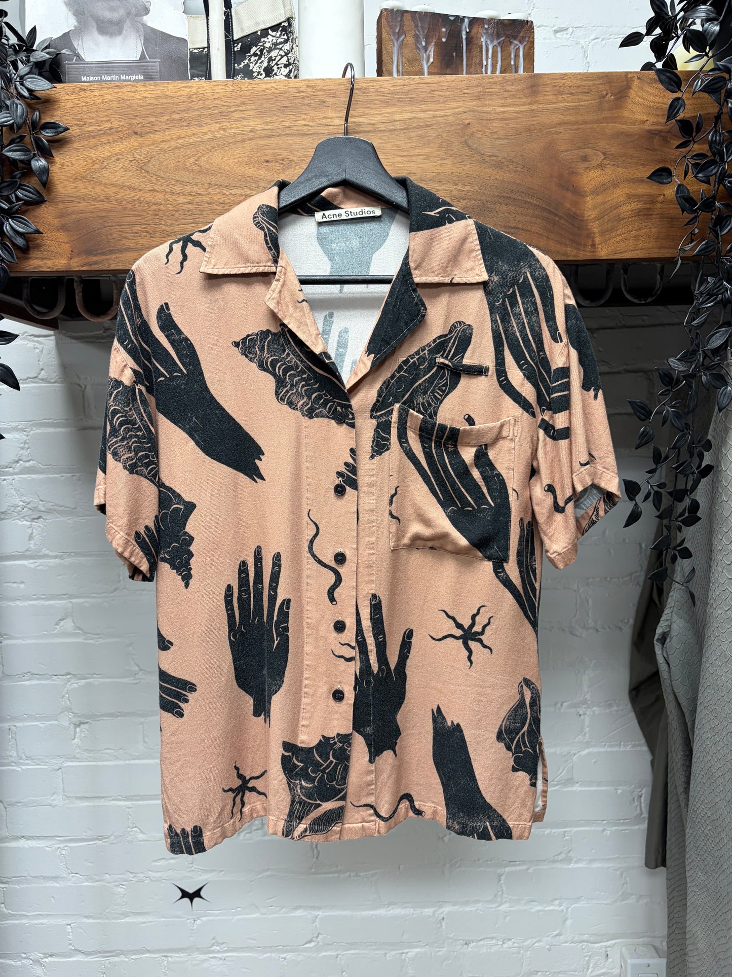 Acne Studios ‘Hand Print’ Camp Collar Short Sleeve Shirt