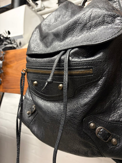 Balenciaga Black Grained Calfskin Leather ‘Classic Traveller’ City Backpack