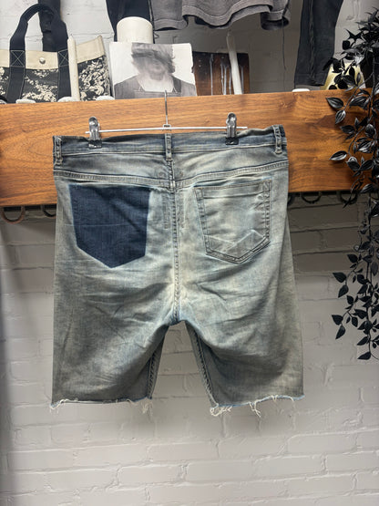 Rick Owens ‘Torrence Cut’ Faded Blue Denim Cutoff Shorts