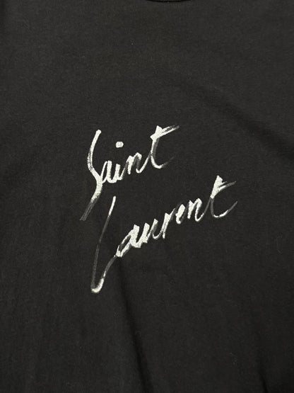 Saint Laurent Distressed Black Script T-Shirt