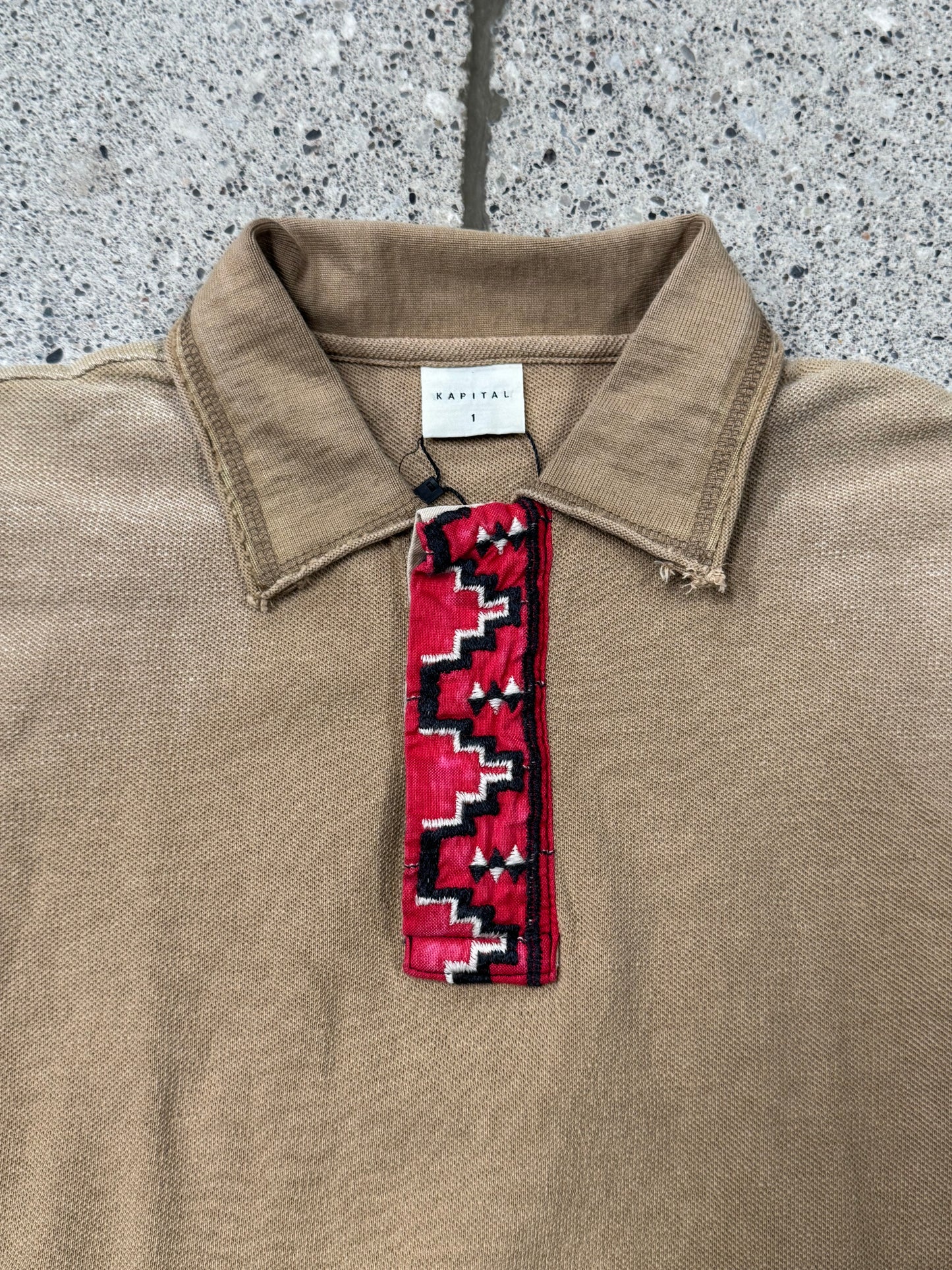 Kapital ‘Tapestry’ Garment Dyed Vintage Washed Polo