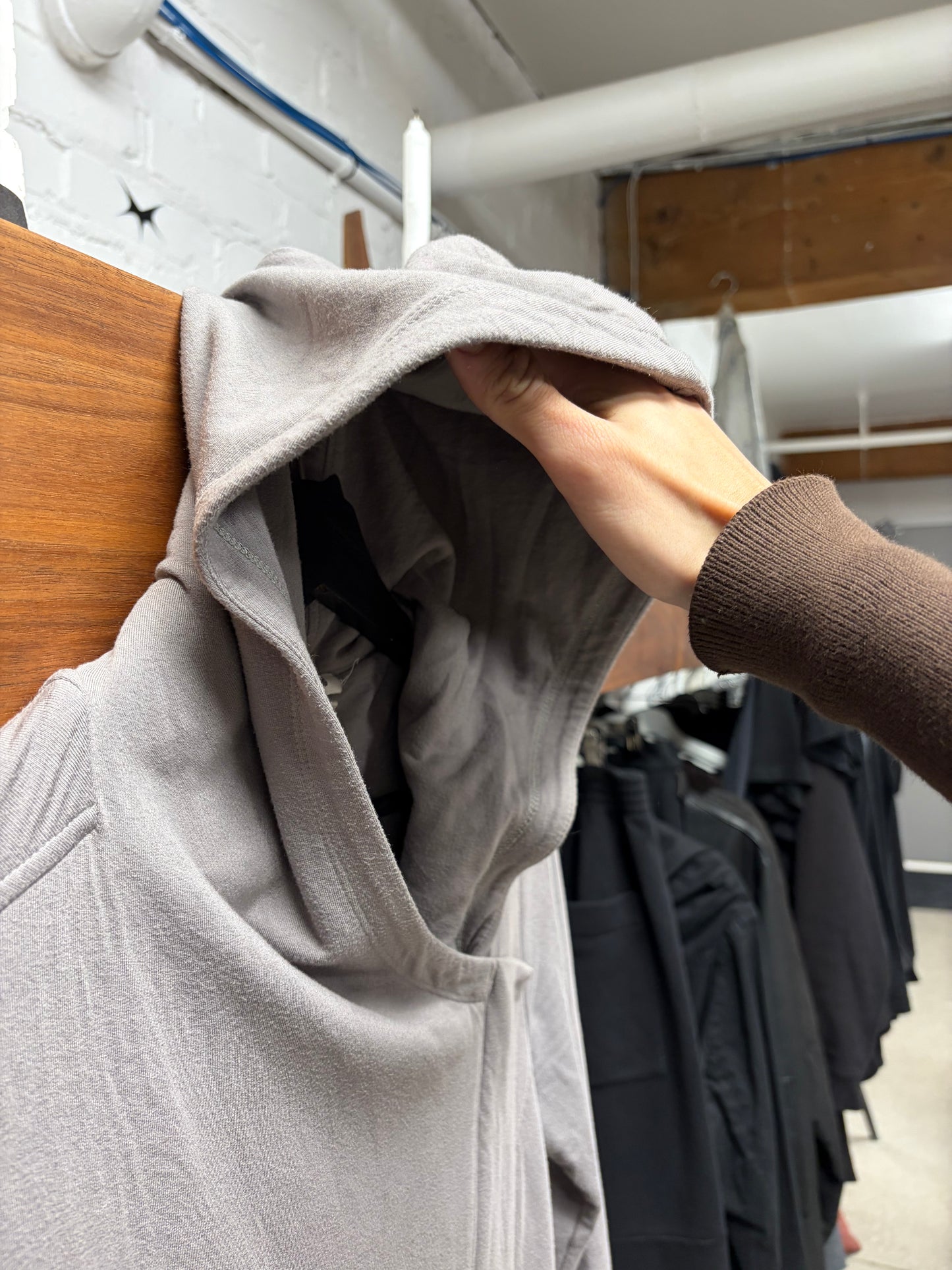 Helmut Lang Brown Asymmetric Zip-Up Hoodie