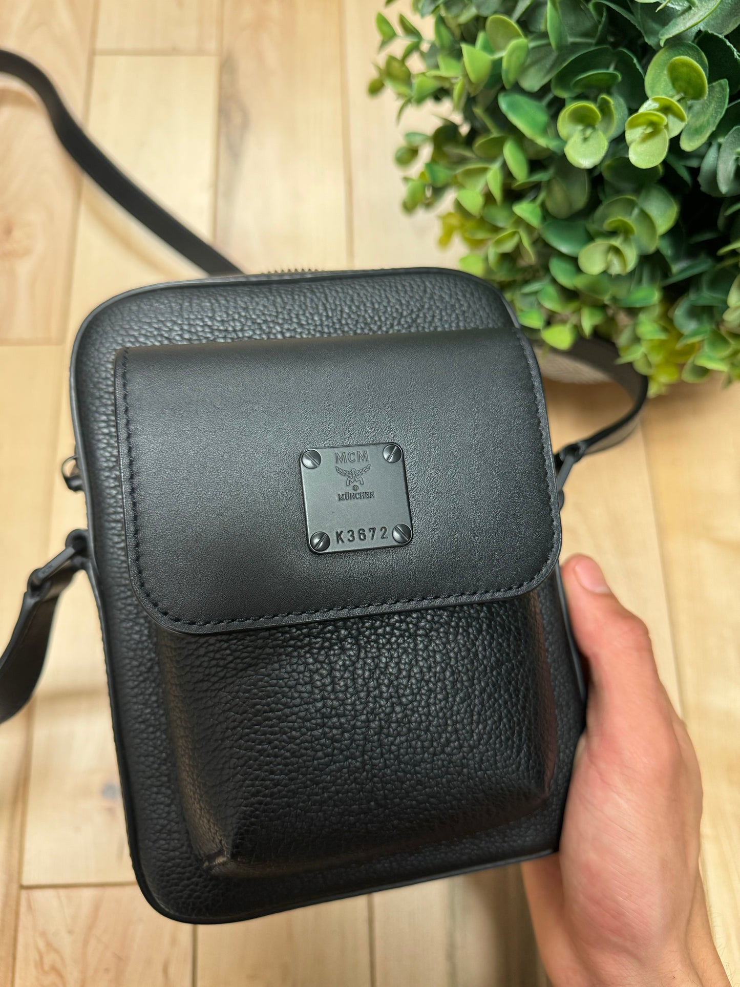 MCM Black Pebbled Leather Crossbody Bag